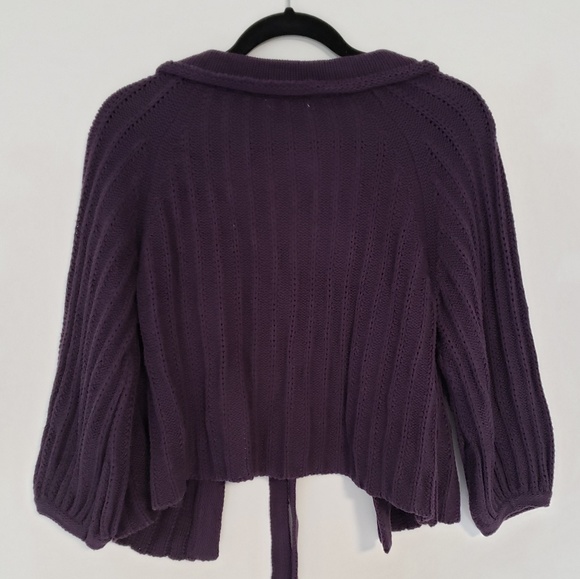 Ricki's Purple Open-Knit Tie-Front Cardigan - Picture 3 of 7